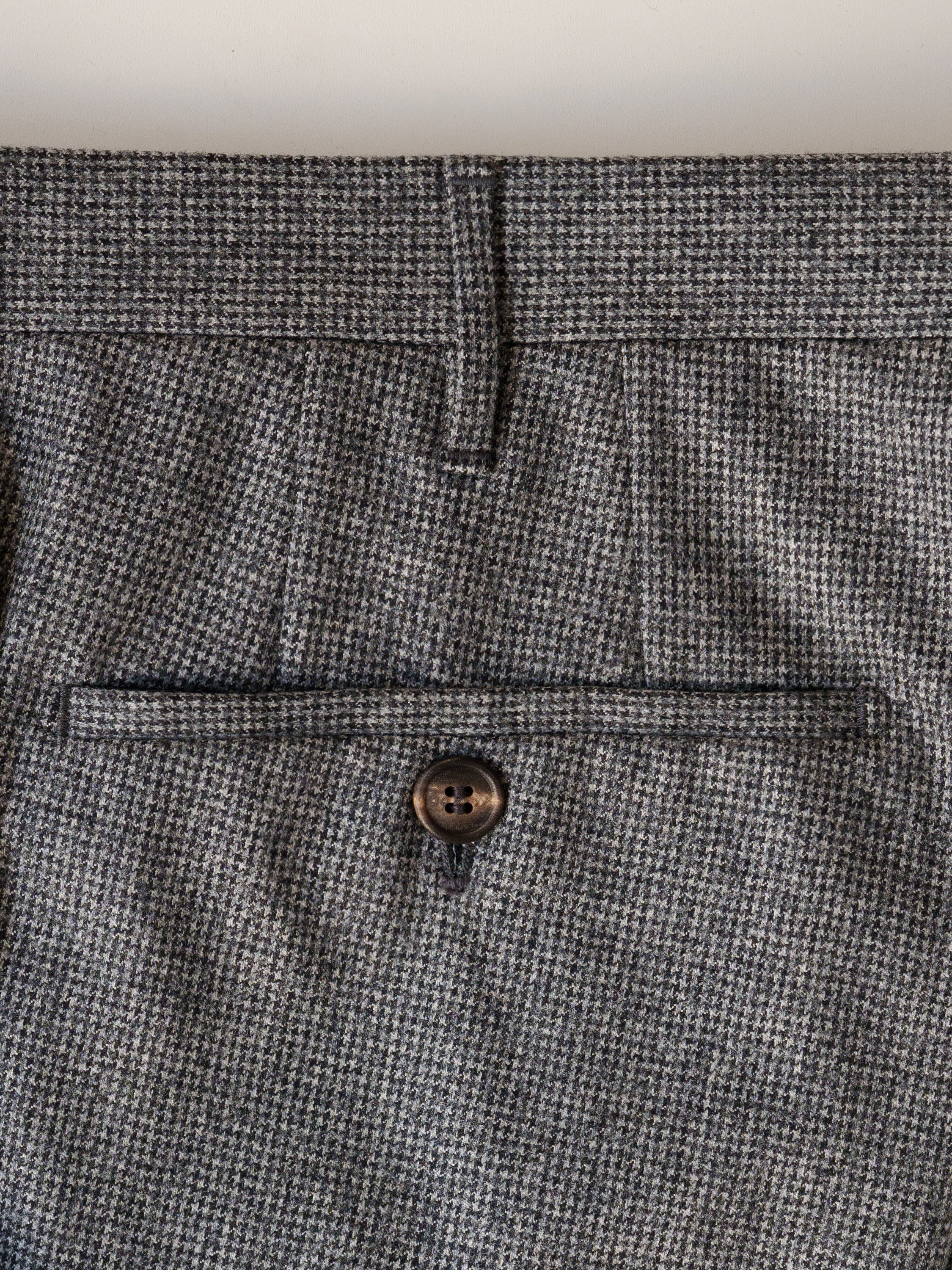 Grey micro check flannel trousers
